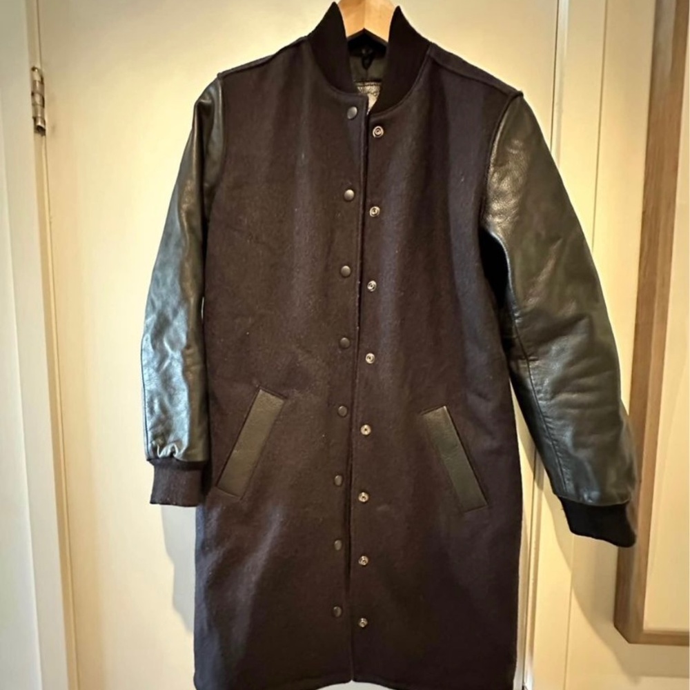 Roots genuine leather and wool jacket